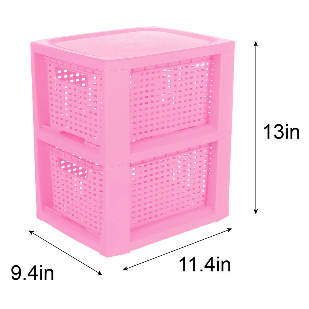 Plastic Rectangle Storage Basket - Pink, 9.4x11.4x13.0"