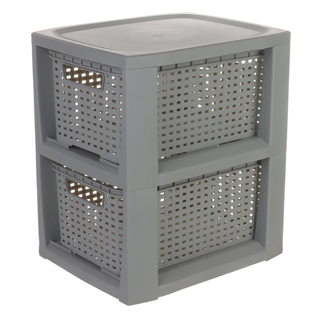 Plastic Rectangle Storage Basket - Grey, 9.4x11.4x13.0"