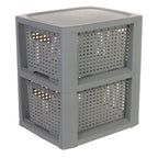 Plastic Rectangle Storage Basket - Grey, 9.4x11.4x13.0"