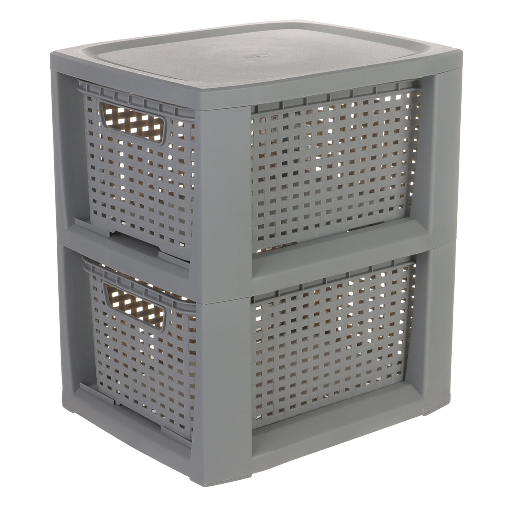 Plastic Rectangle Storage Basket - Grey, 9.4x11.4x13.0"