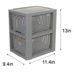 Plastic Rectangle Storage Basket - Grey, 9.4x11.4x13.0"