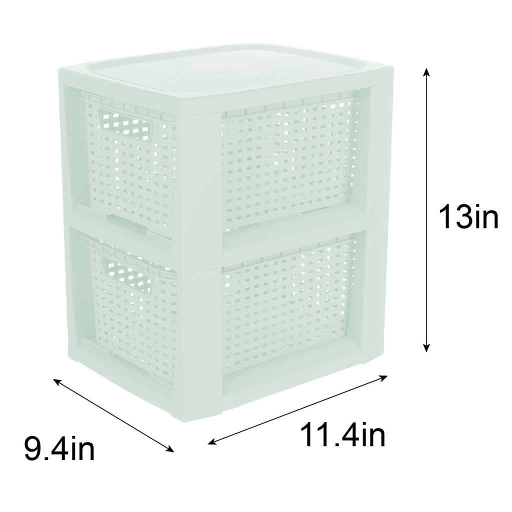 Plastic Rectangle Storage Basket - Green, 9.4x11.4x13.0"