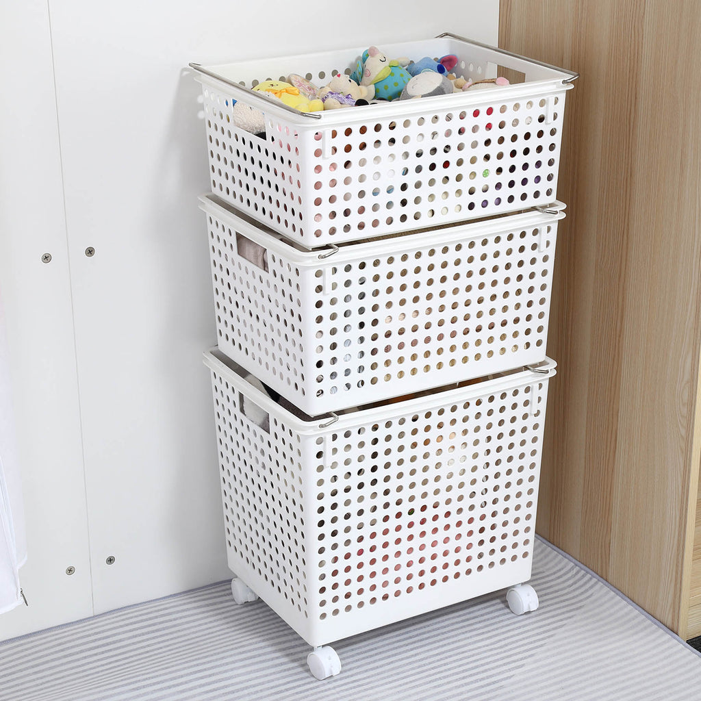 Plastic Irregular Storage Basket - White, 17.9x14.0x17.7"