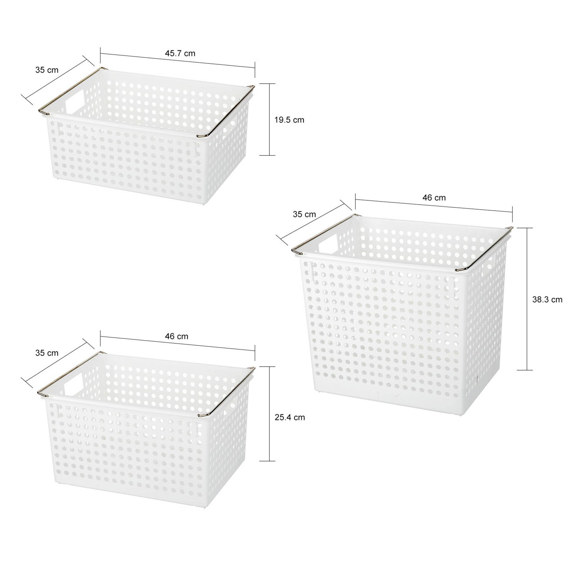 Plastic Irregular Storage Basket - White, 17.9x14.0x17.7"