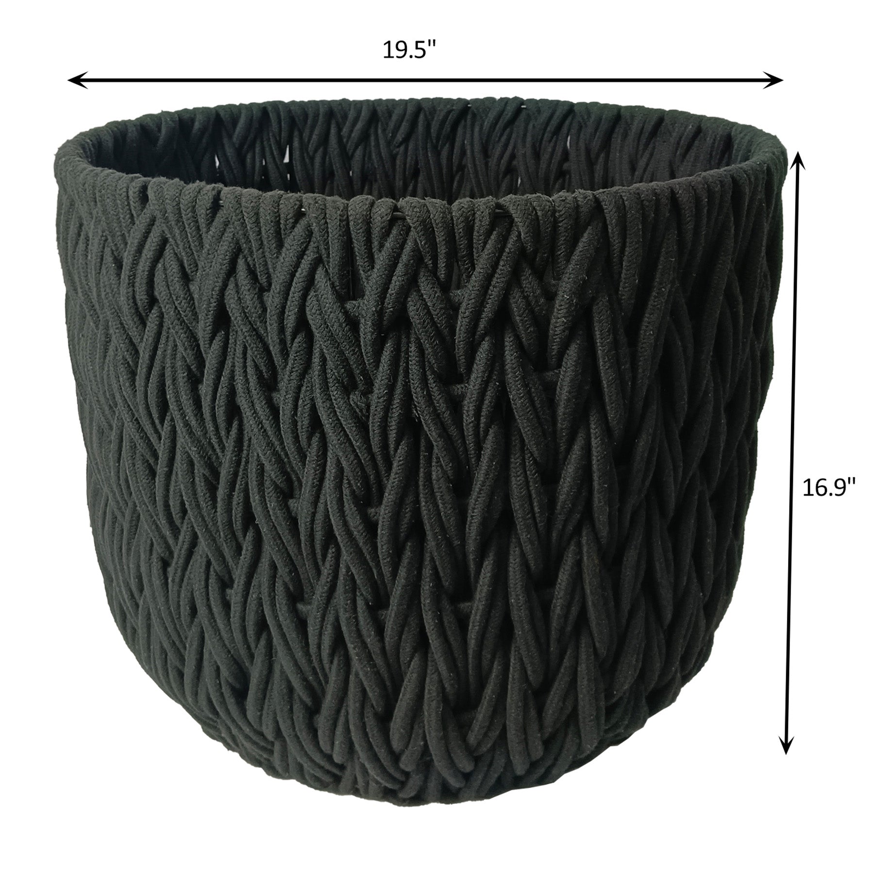 Fabric Round Storage Basket - Black, 19.5x19.5x16.9"