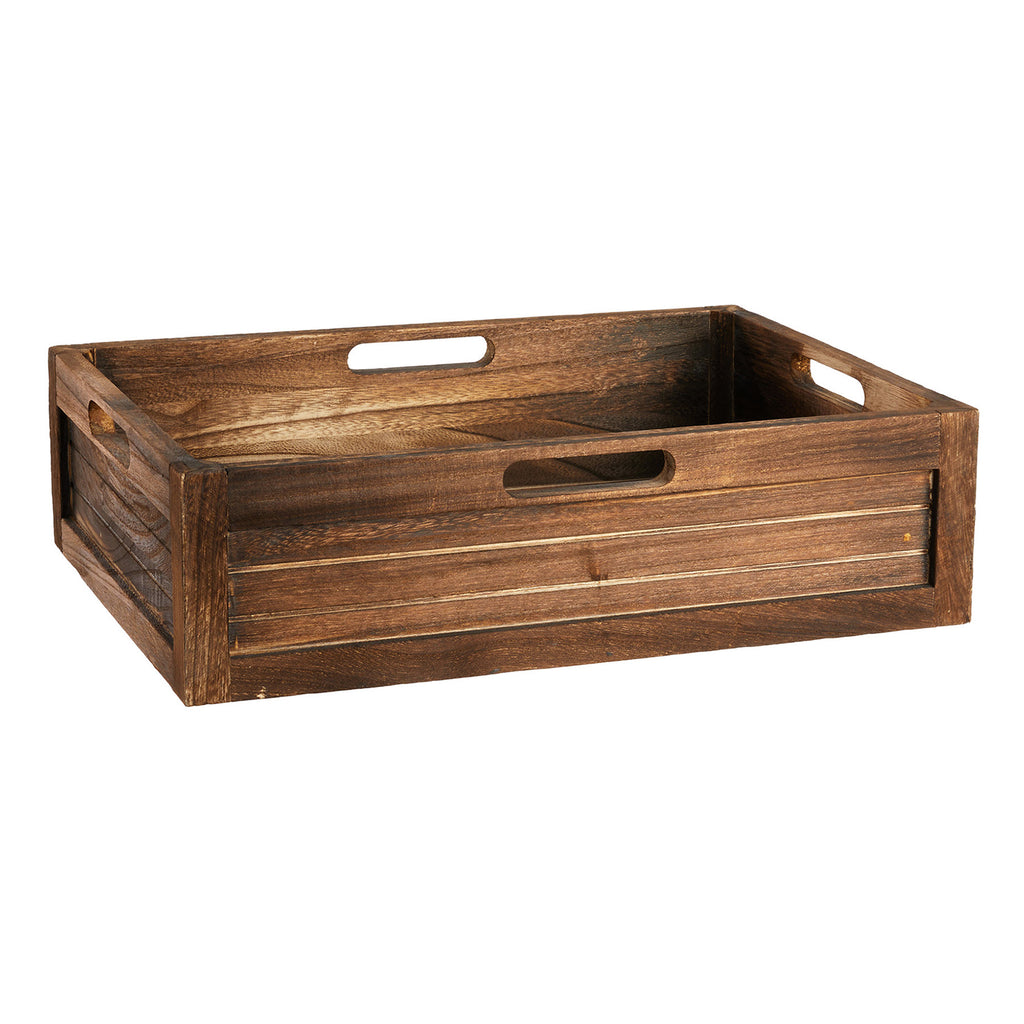 Wood Rectangle Storage Basket - Brown, 16.5x11.5x4.5"