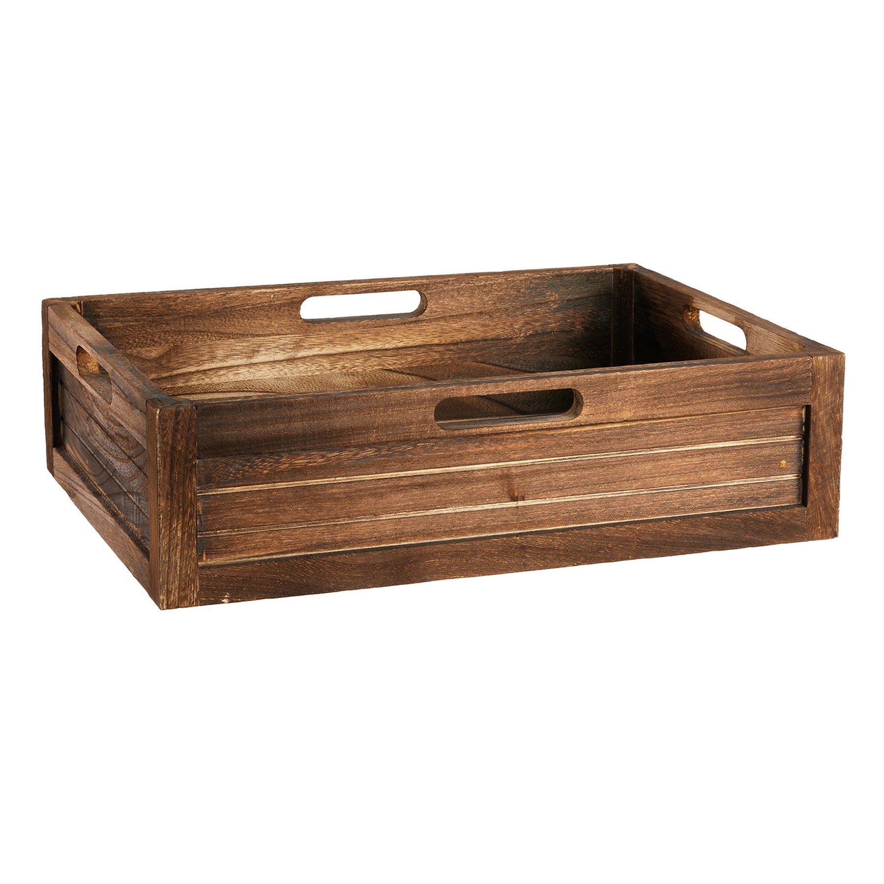 Wood Rectangle Storage Basket - Brown, 16.5x11.5x4.5"