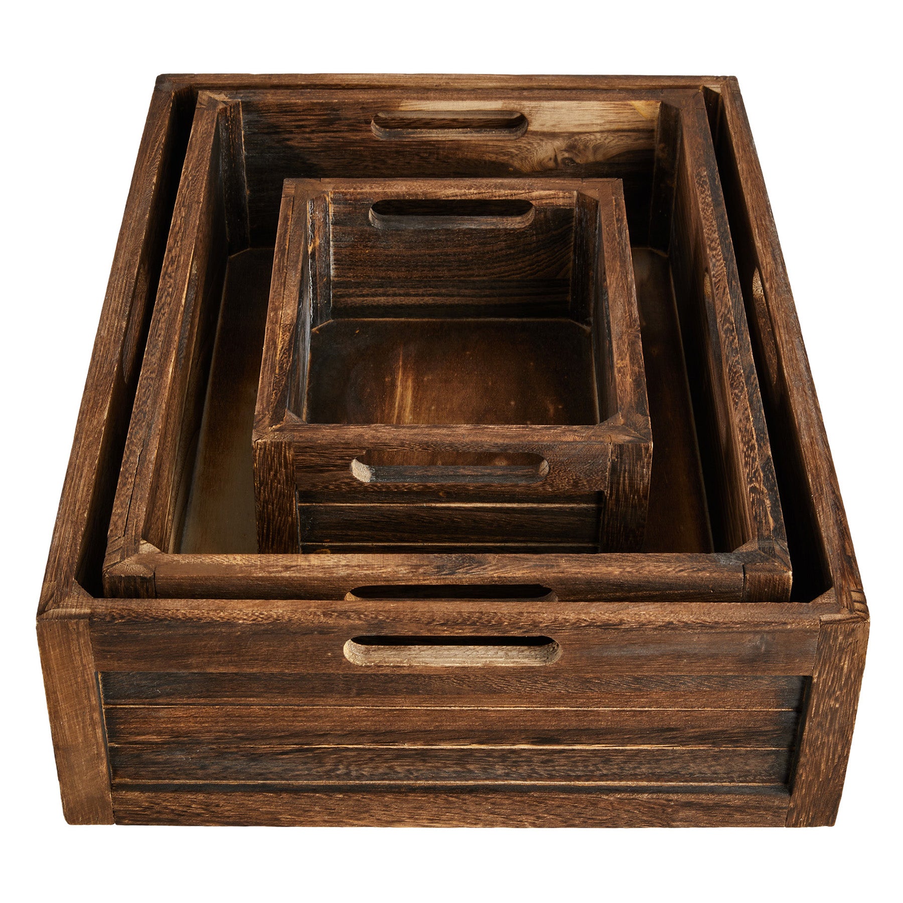 Wood Rectangle Storage Basket - Brown, 16.5x11.5x4.5"