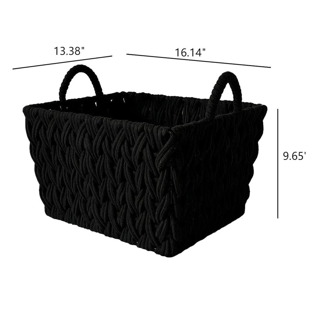 Fabric Rectangle Storage Basket - Black, 16.1x13.4x10.2"