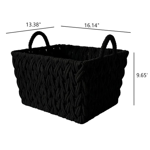 Fabric Rectangle Storage Basket - Black, 16.1x13.4x10.2"
