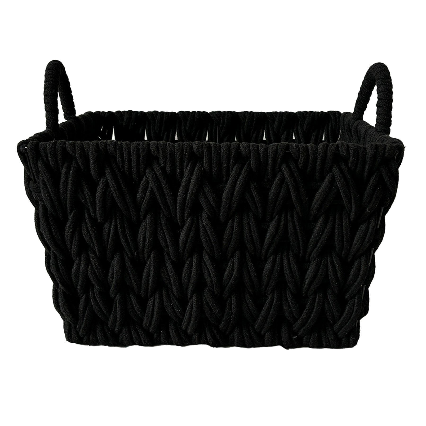 Fabric Rectangle Storage Basket - Black, 16.1x13.4x10.2"