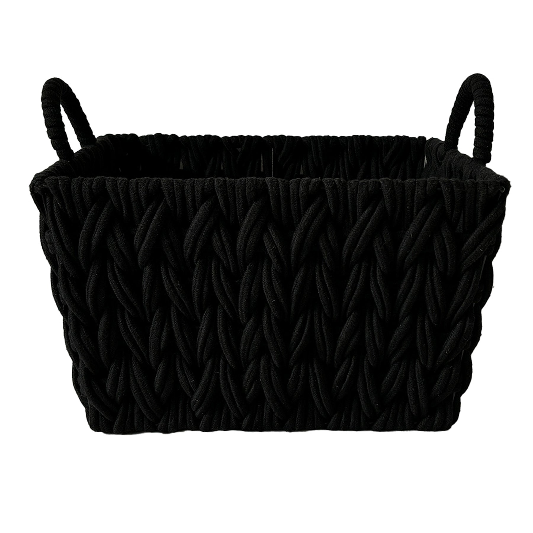 Fabric Rectangle Storage Basket - Black, 16.1x13.4x10.2"