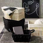 Fabric Rectangle Storage Basket - Black, 16.1x13.4x10.2"