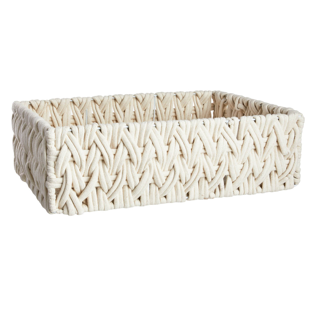 Cotton Rectangle Storage Basket - White, 21.0x15.0x6.5"