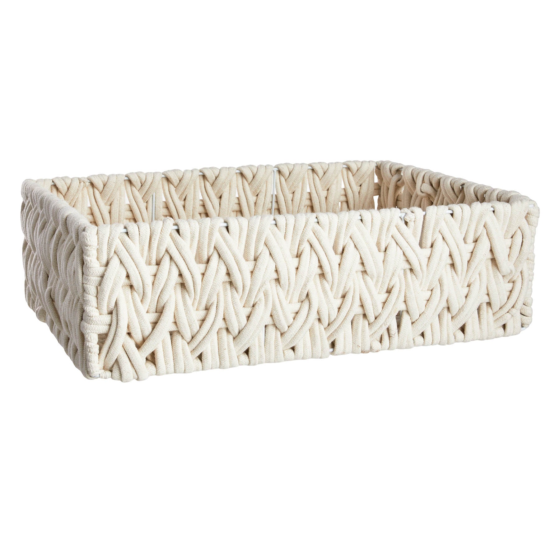 Cotton Rectangle Storage Basket - White, 21.0x15.0x6.5"