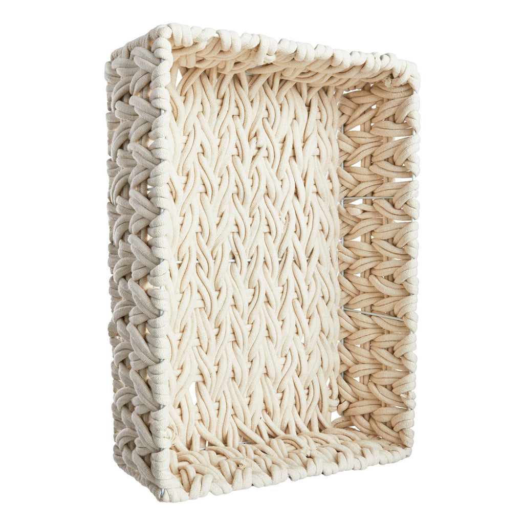 Cotton Rectangle Storage Basket - White, 21.0x15.0x6.5"