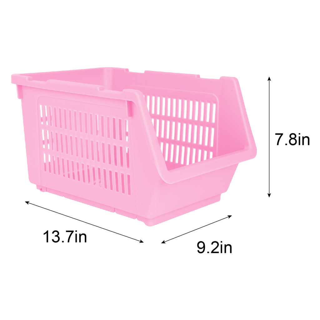 Plastic Rectangle Storage Basket - Pink, 13.8x9.3x7.9"