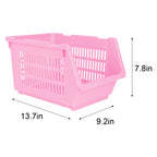 Plastic Rectangle Storage Basket - Pink, 13.8x9.3x7.9"