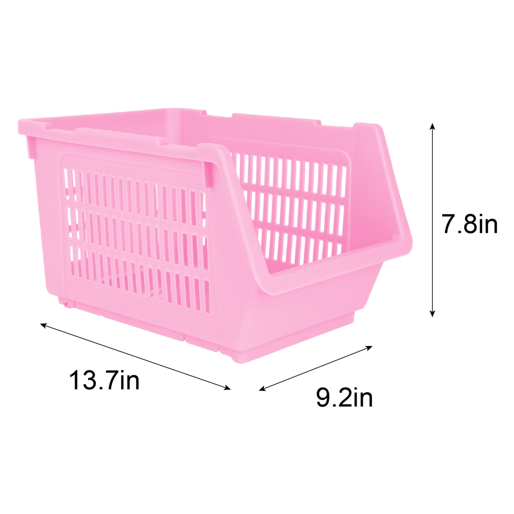 Plastic Rectangle Storage Basket - Pink, 13.8x9.3x7.9"