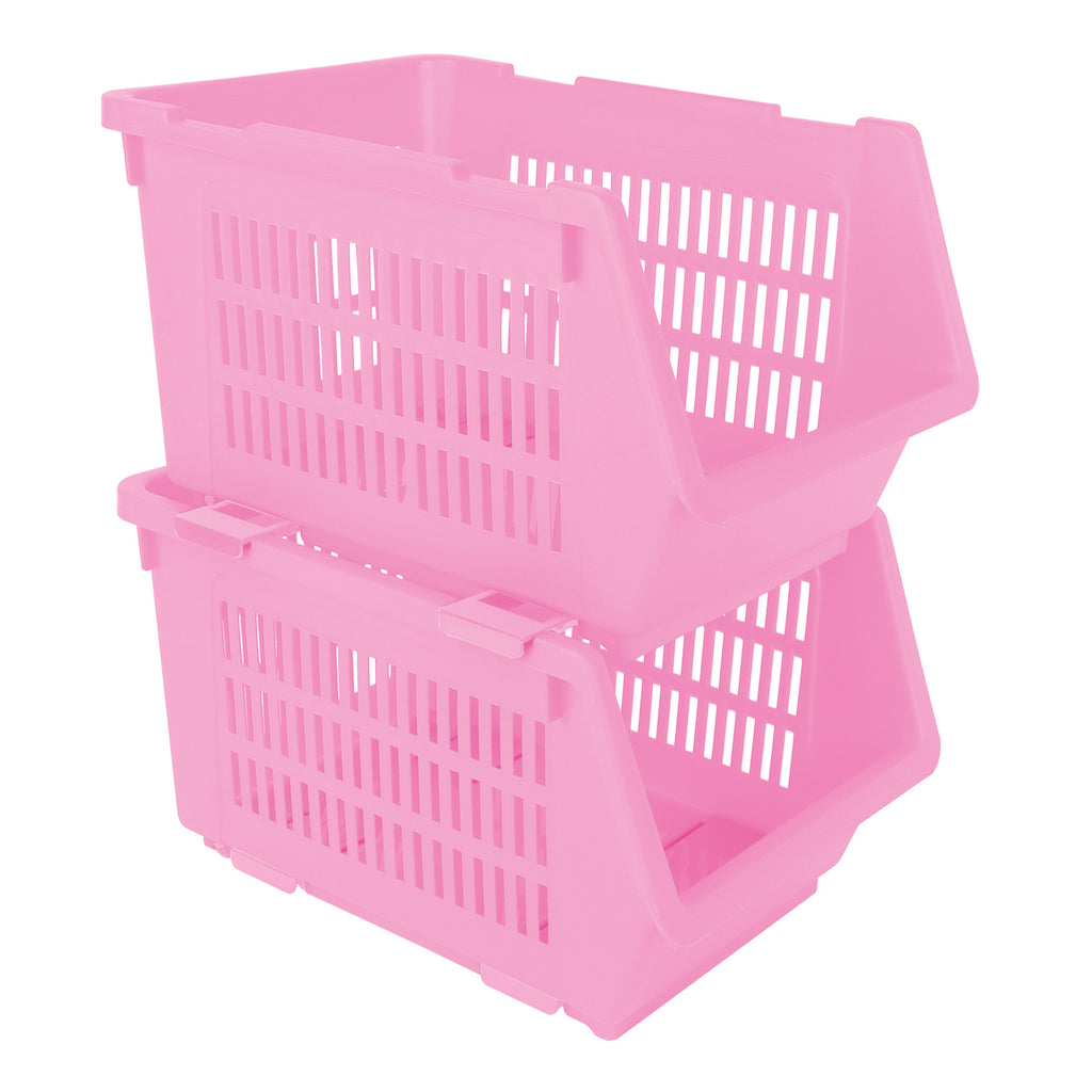 Plastic Rectangle Storage Basket - Pink, 13.8x9.3x7.9"