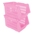 Plastic Rectangle Storage Basket - Pink, 13.8x9.3x7.9"
