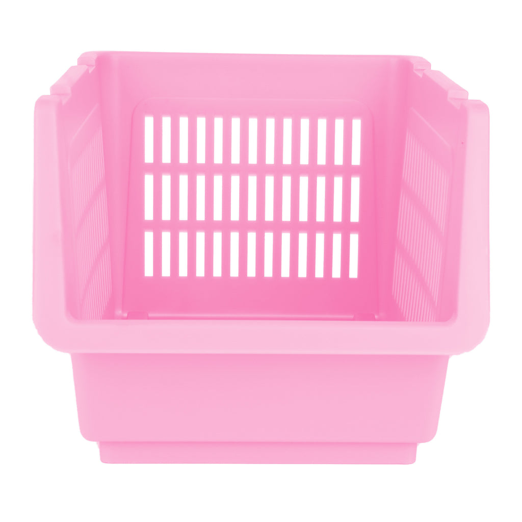 Plastic Rectangle Storage Basket - Pink, 13.8x9.3x7.9"