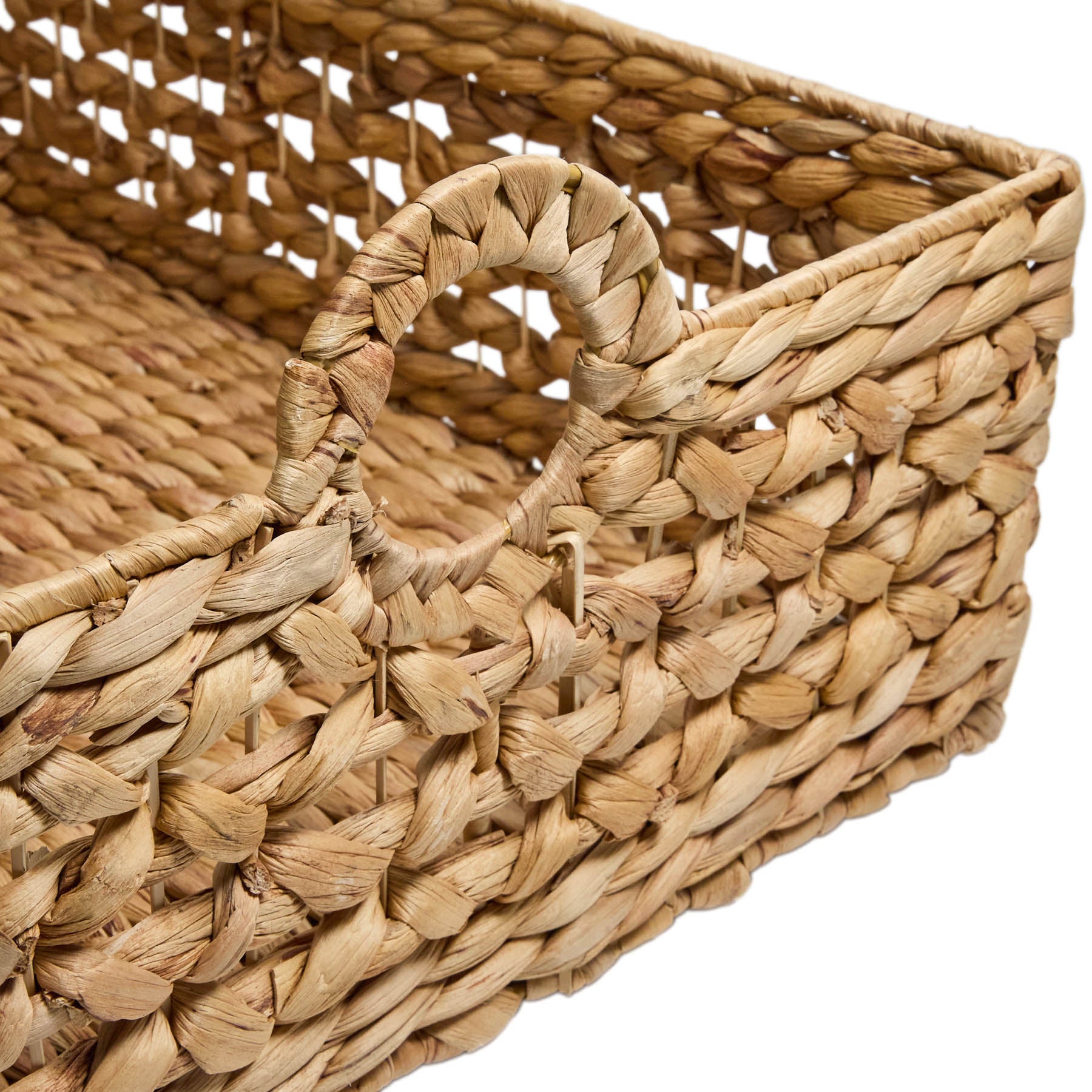 Water Hyacinth Rectangle Storage Basket - Natural, 21.0x14.8x9.0"
