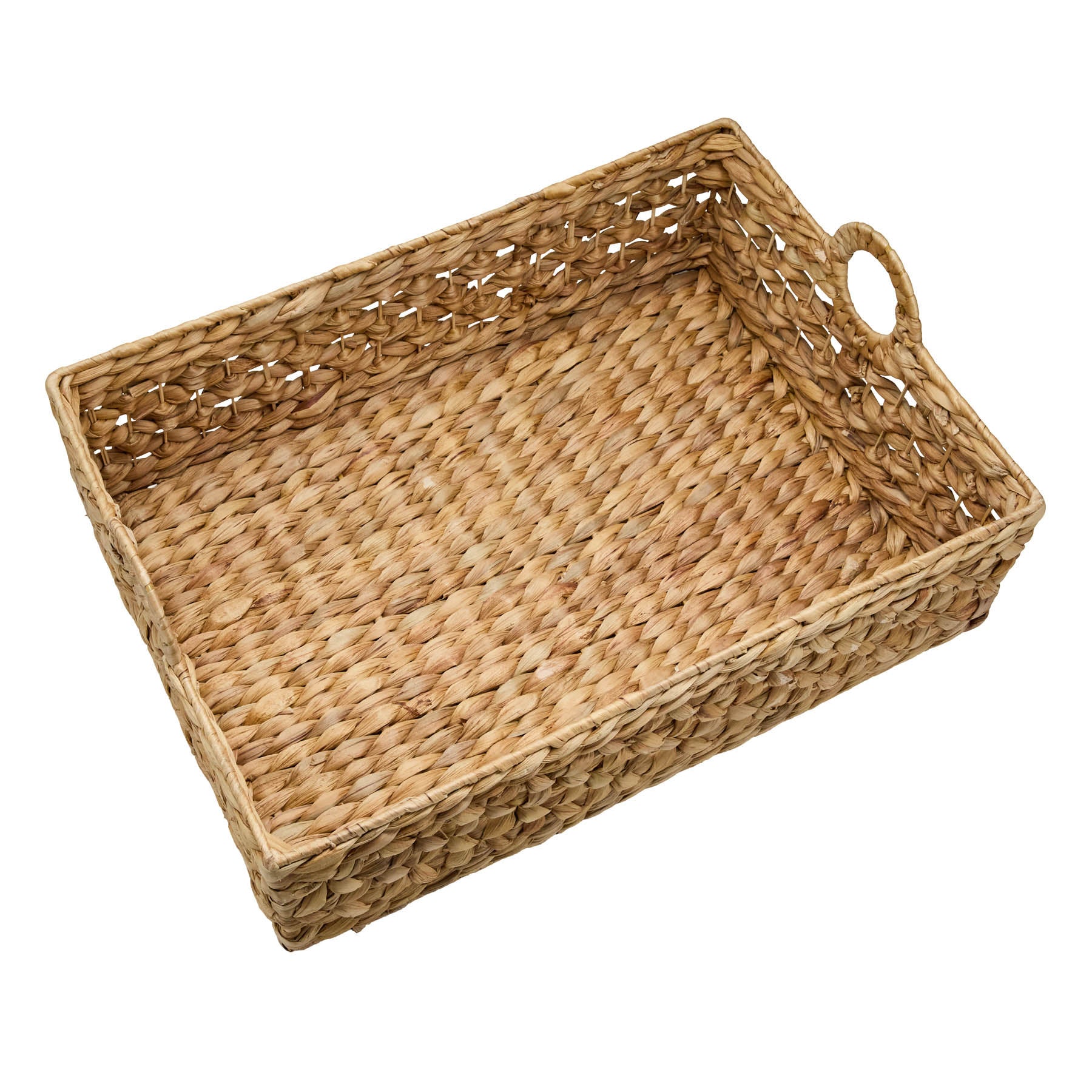 Water Hyacinth Rectangle Storage Basket - Natural, 21.0x14.8x9.0"
