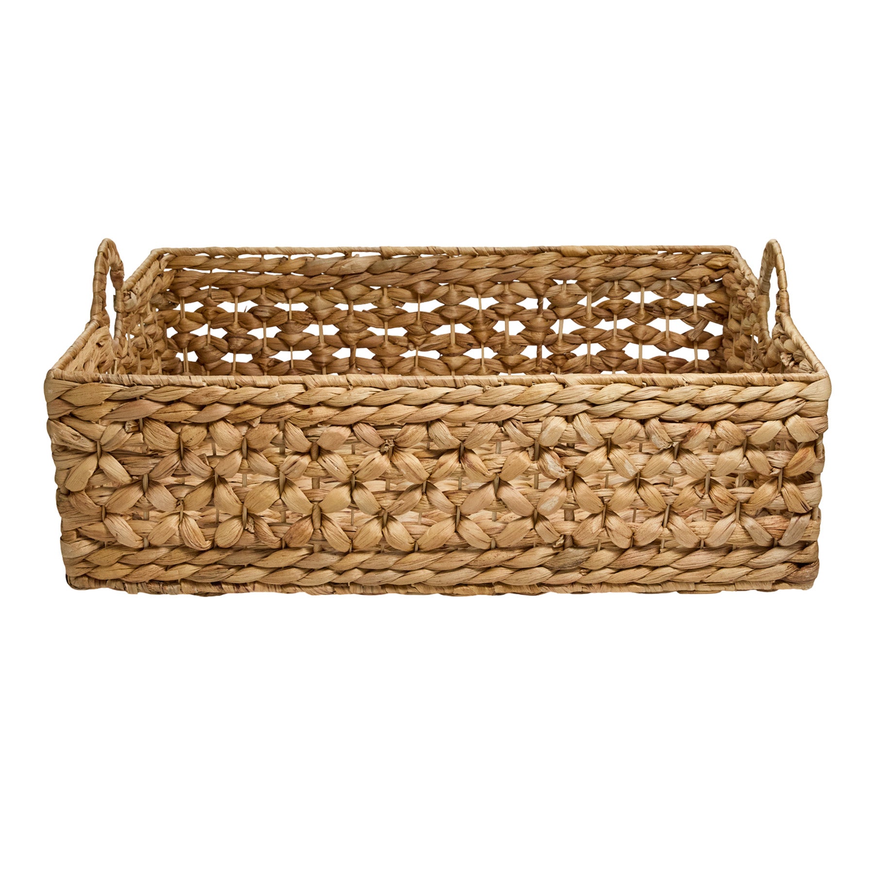 Water Hyacinth Rectangle Storage Basket - Natural, 21.0x14.8x9.0"