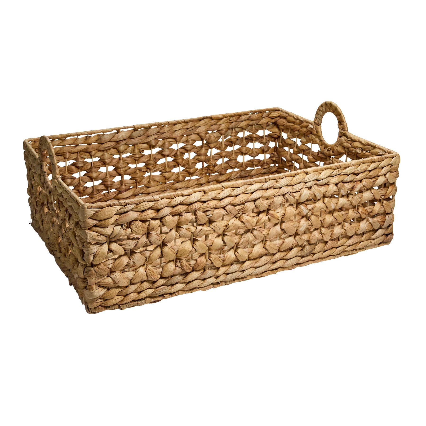 Water Hyacinth Rectangle Storage Basket - Natural, 21.0x14.8x9.0"
