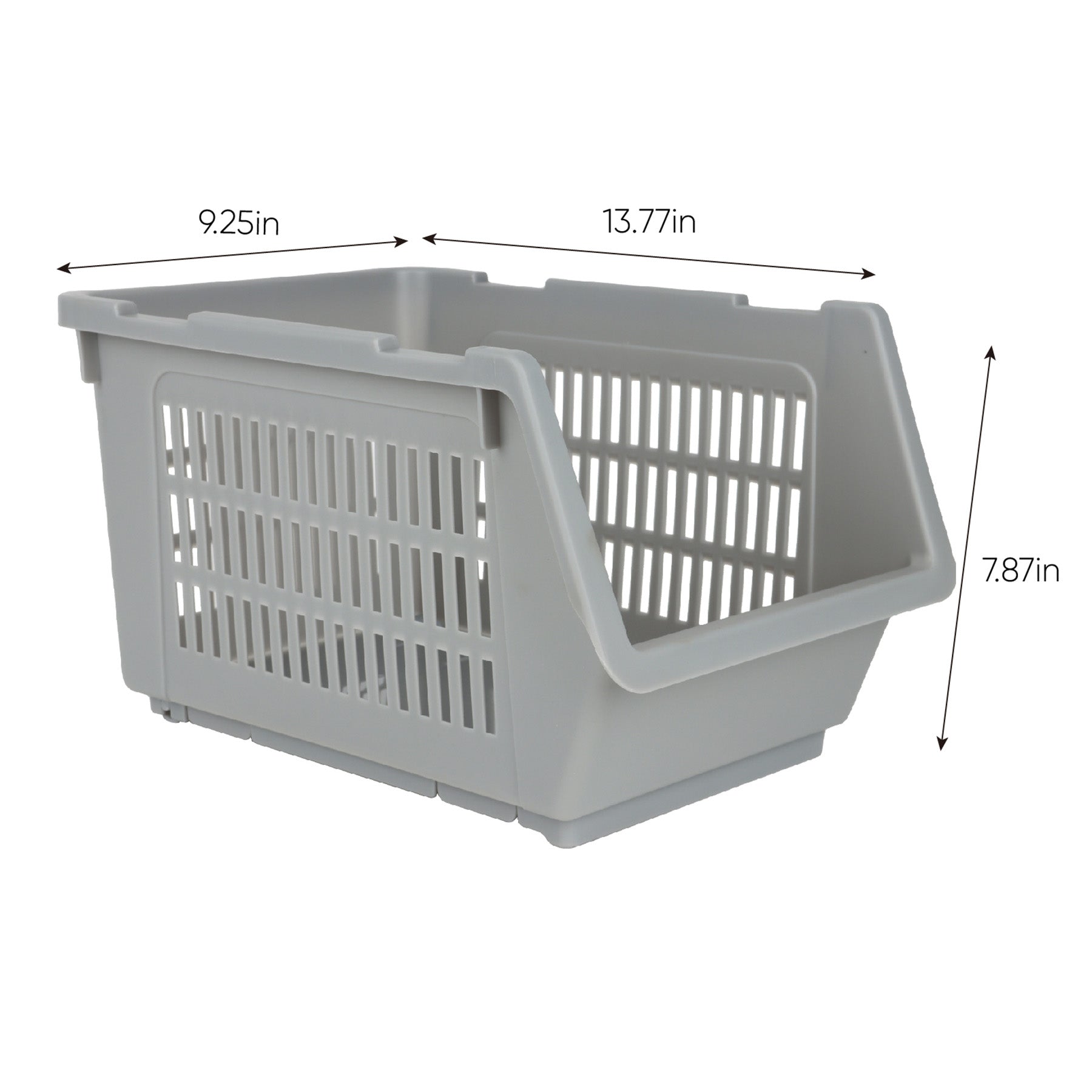 Plastic Rectangle Storage Basket - Grey, 13.8x9.3x7.9"
