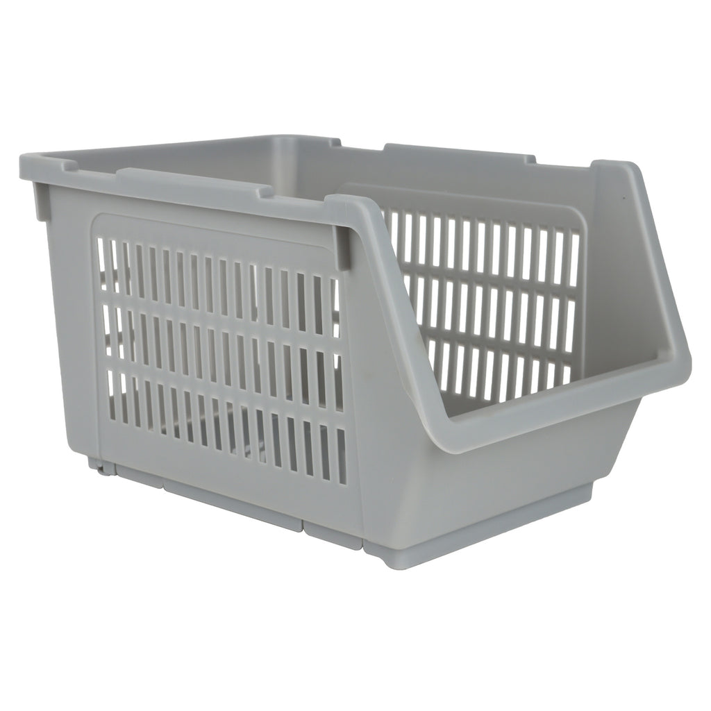 Plastic Rectangle Storage Basket - Grey, 13.8x9.3x7.9"