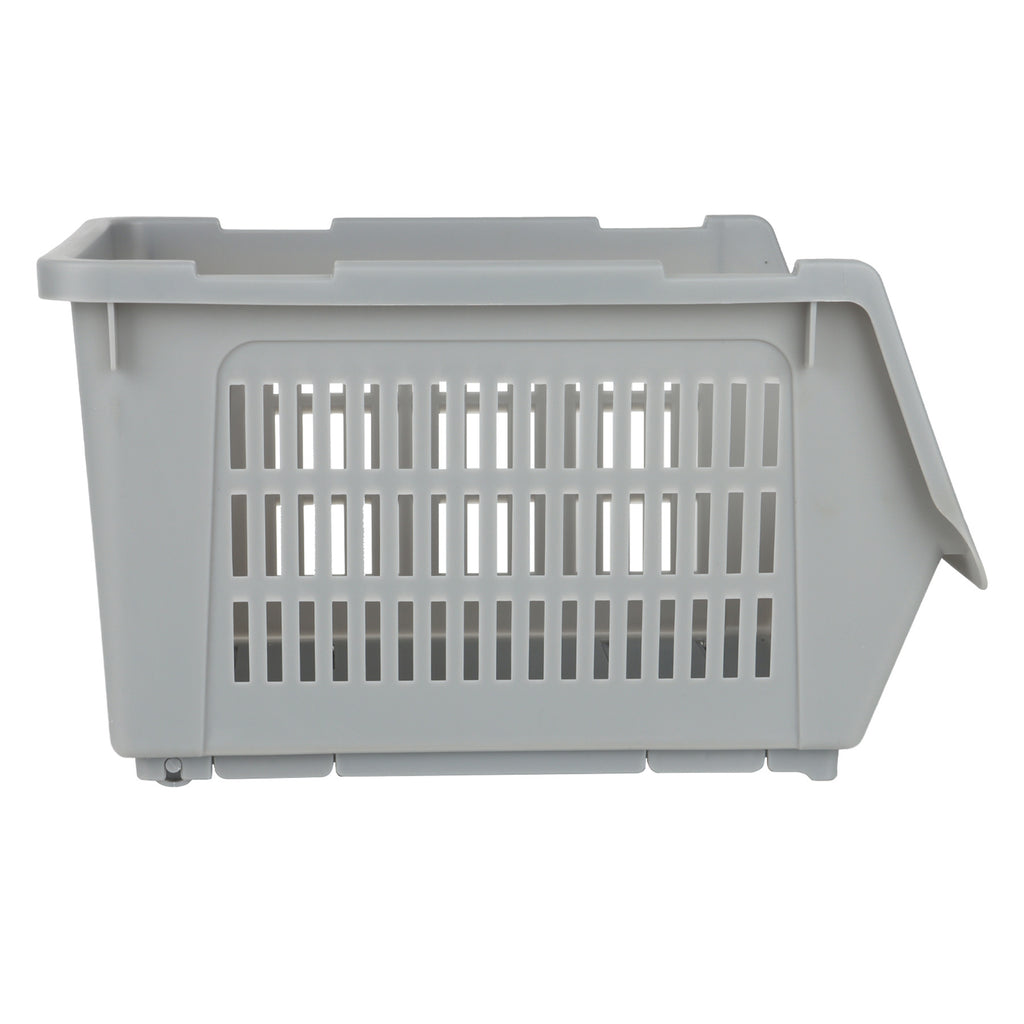 Plastic Rectangle Storage Basket - Grey, 13.8x9.3x7.9"