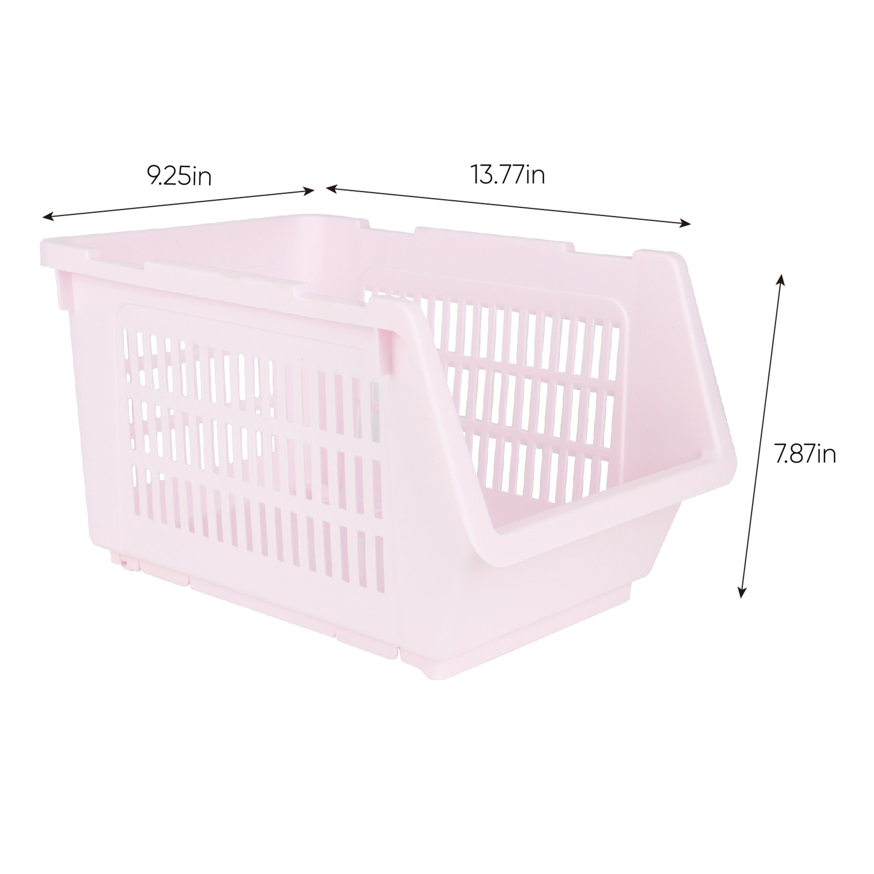 Plastic Rectangle Storage Basket - Pink, 13.8x9.3x7.9"