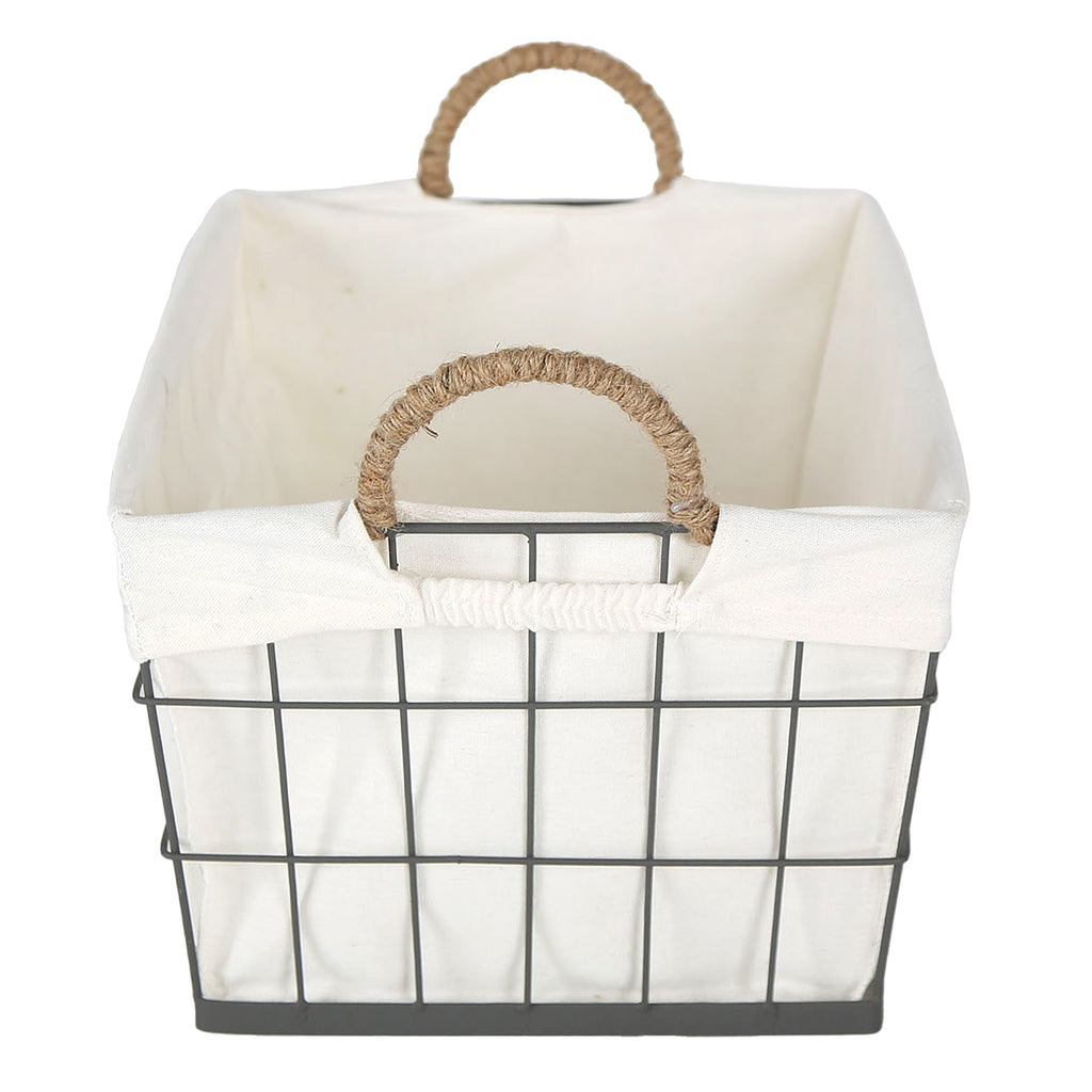 Metal Rectangle Storage Basket - Black, 16.9x12.6x9.1"