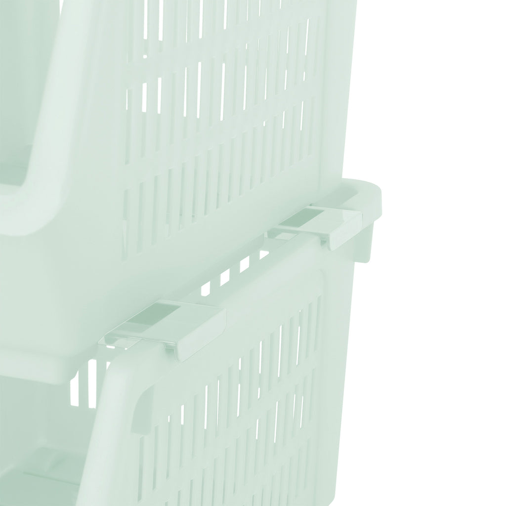 Plastic Rectangle Storage Basket - Green, 13.8x9.3x7.9"