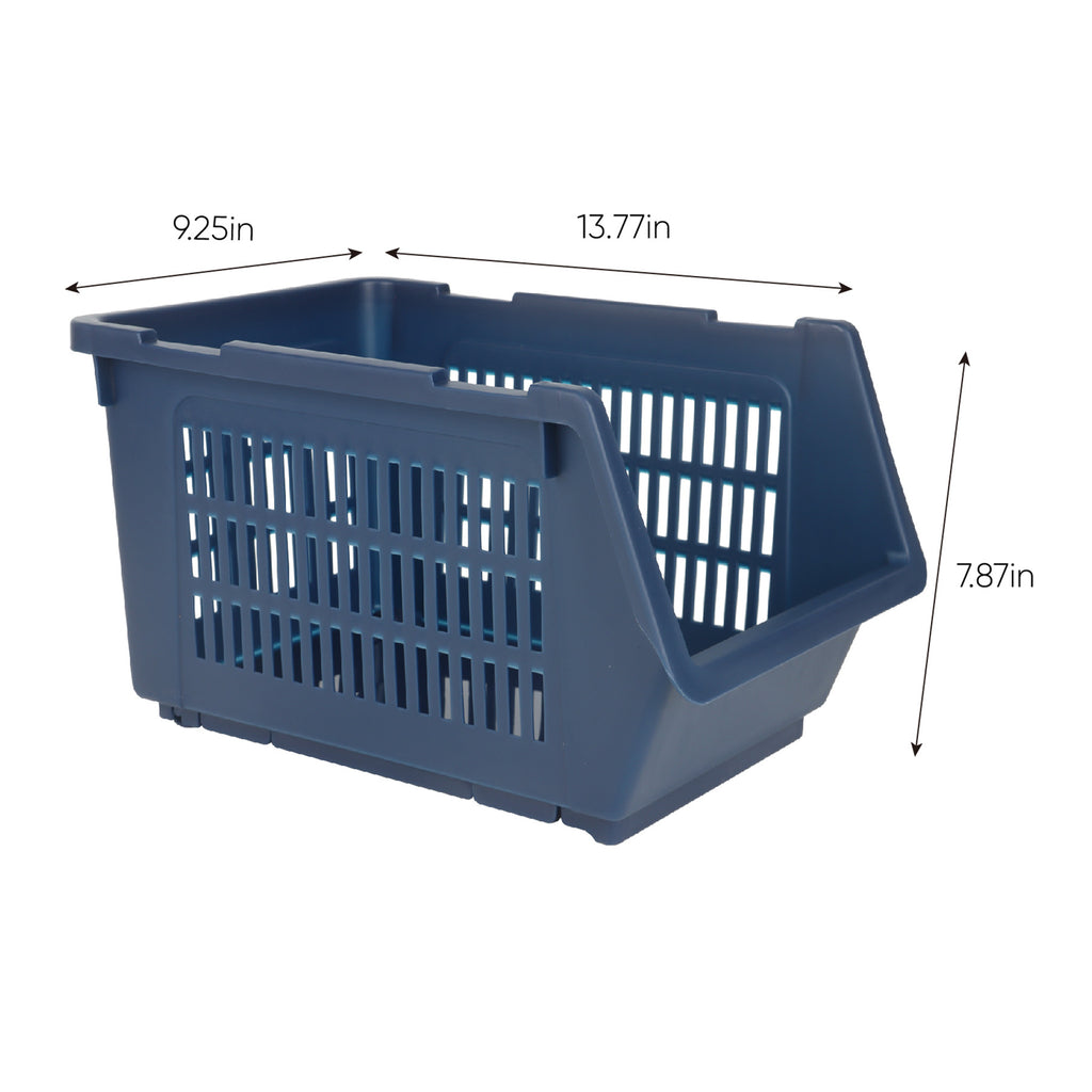 Plastic Rectangle Storage Basket - Blue, 13.8x9.3x7.9"