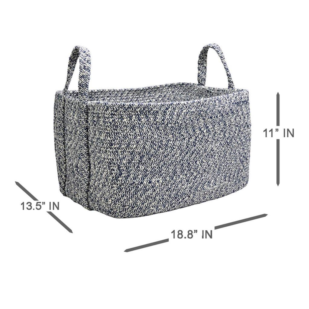 Jute Rectangle Storage Basket - Blue, 18.8x13.5x11.0"