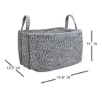 Jute Rectangle Storage Basket - Blue, 18.8x13.5x11.0"