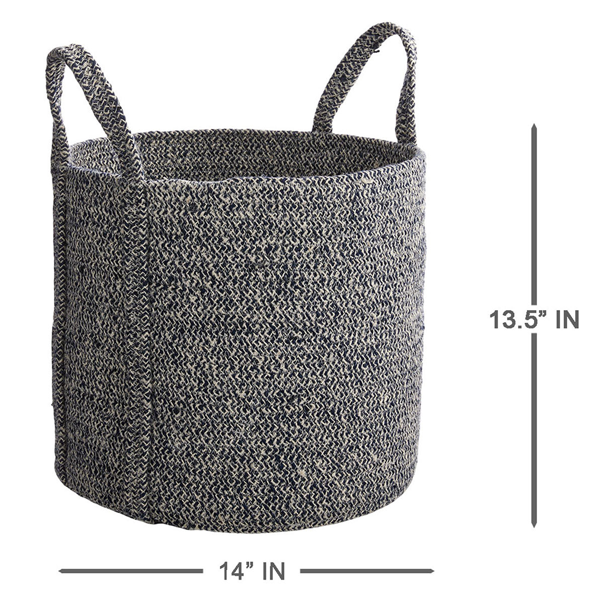 Jute Round Storage Basket - Blue, 14.0x14.0x13.5"