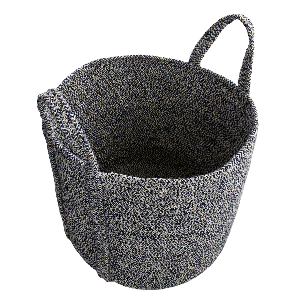 Jute Round Storage Basket - Blue, 14.0x14.0x13.5"