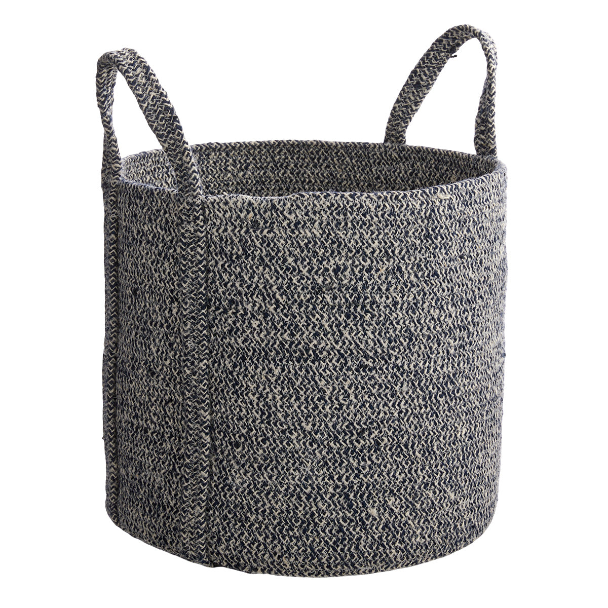 Jute Round Storage Basket - Blue, 14.0x14.0x13.5"