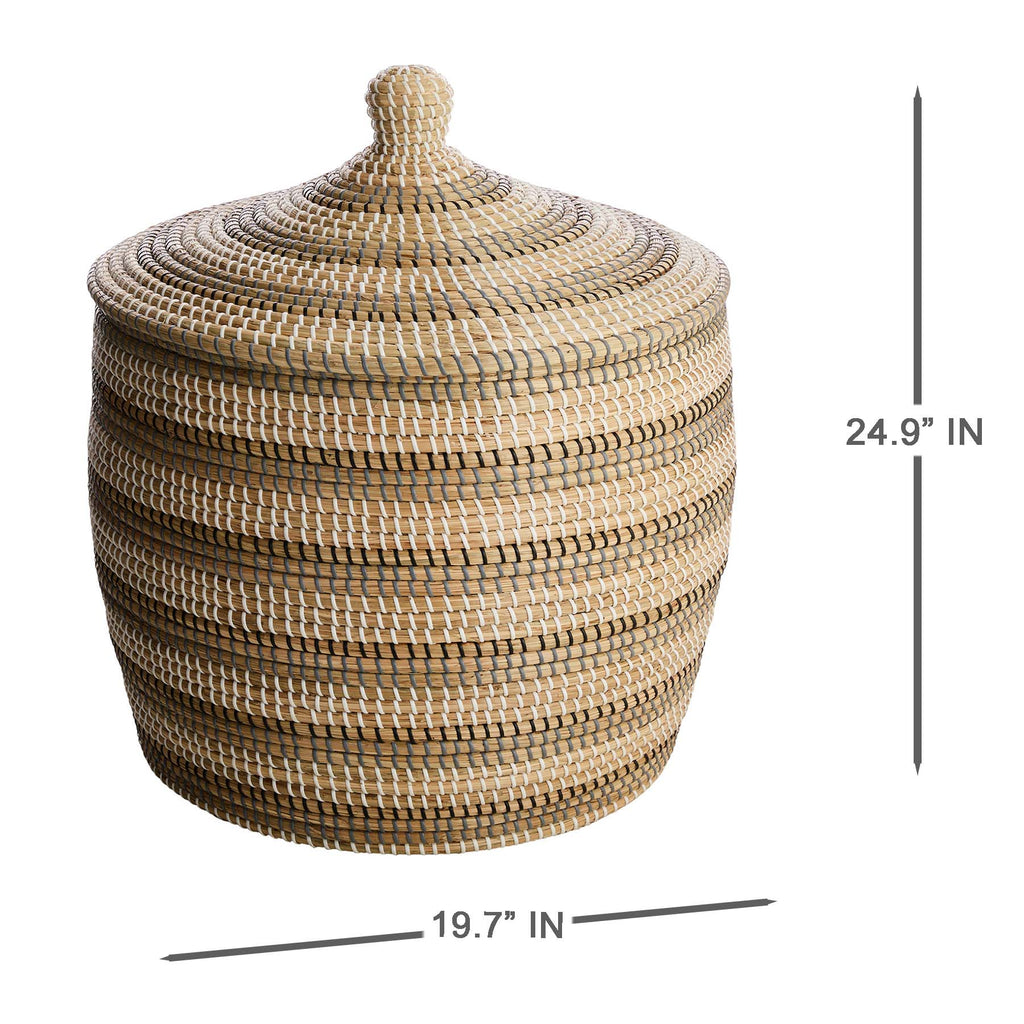 Seagrass Round Storage Basket - Multi, 19.8x19.7x24.9"