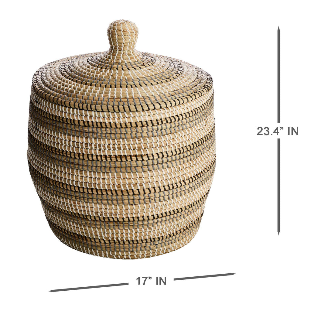 Seagrass Round Storage Basket - Multi, 17.0x17.0x23.4"