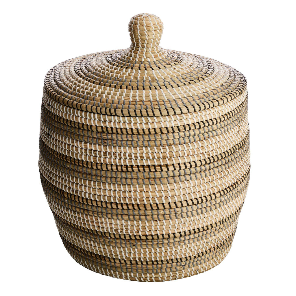 Seagrass Round Storage Basket - Multi, 17.0x17.0x23.4"