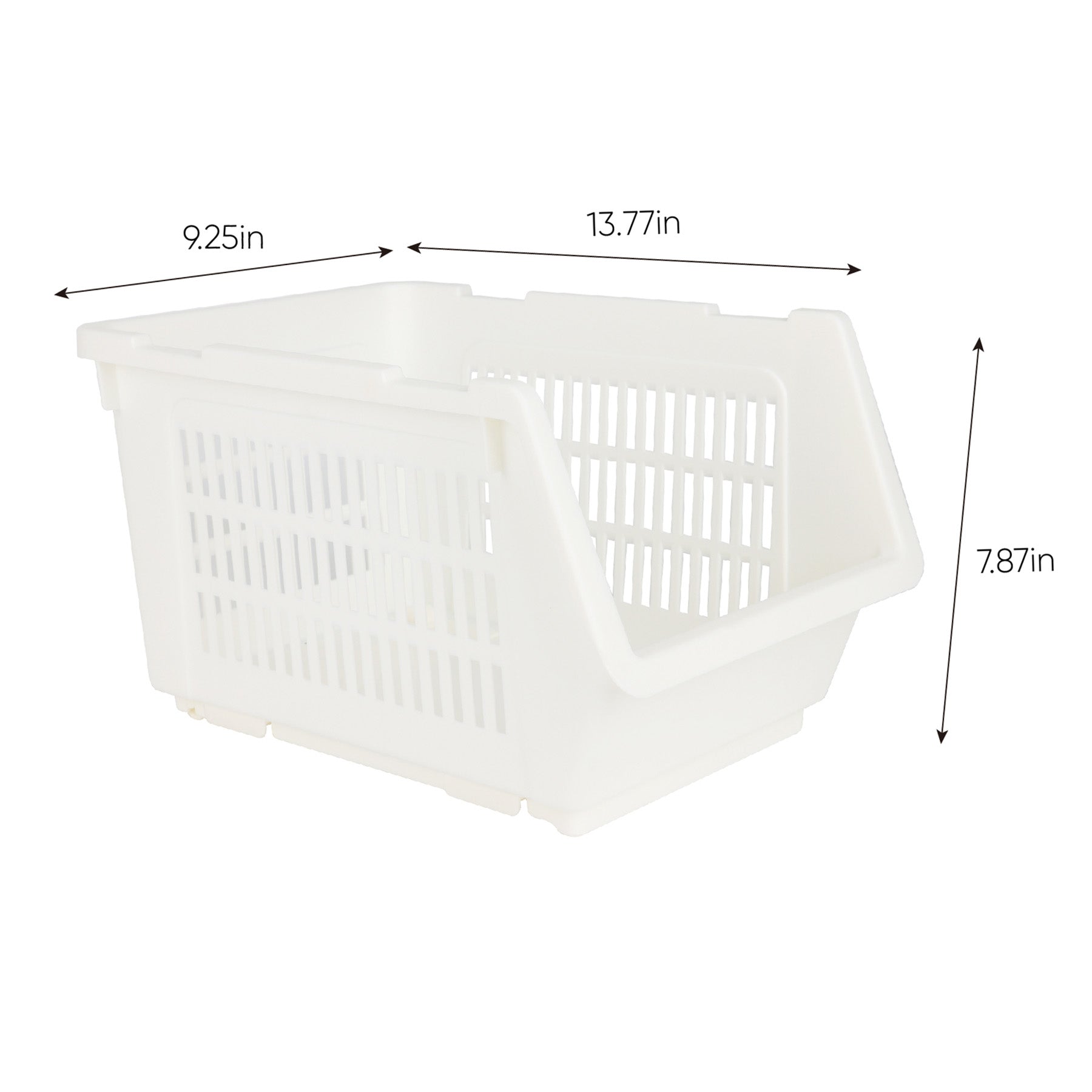 Plastic Rectangle Storage Basket - White, 13.8x9.3x7.9"